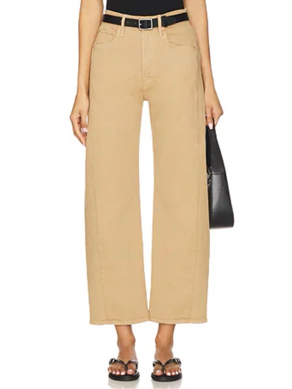 NWT MOTHER Superior The Half Pipe Flood Barrel Jeans Tan 31